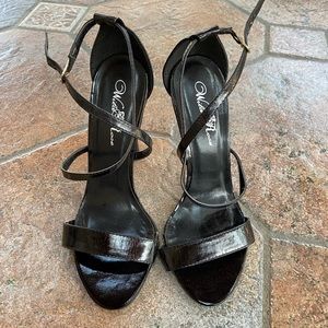 Wild Rose Black Crisscross Strap Heels